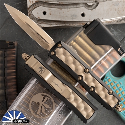 Microtech Daytona D/E 126-13BIS, Bronze Blade, Bronze Bubble Inlay Black Handle