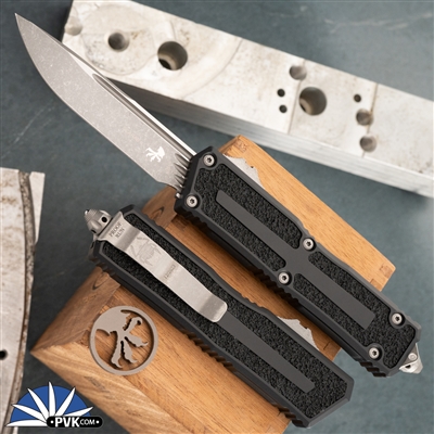 Microtech Scarab 2 Gen 3 1278-10APS PR Single Edge Apocalyptic Blade, Black Handle Proof Run