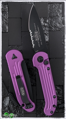 Microtech LUDT Auto 135-2VI Violet Handle Serrated Black Blade