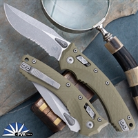 Microtech Amphibian 137RL-11APFLGTOD Ram-Lok G10 Fluted OD Green, Apocalyptic Partial Serrated Blade