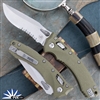 Microtech Amphibian 137RL-11FLGTOD Ram-Lok G10 OD Green Fluted, Stonewash Partial Serrated