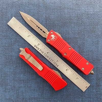 Microtech Troodon D/E 138-13APRD Bronze AP Blade Red Handle