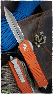 Microtech Combat Troodon D/E 142-11APOR Apocalyptic Serrated Orange Handle