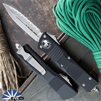 Microtech Combat Troodon D/E 142-12 Stonewash Full Serrated Blade Black Handle