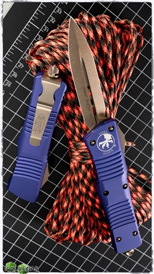 Microtech Combat Troodon D/E 142-13PU Purple Handle Bronzed Blade & Hardware