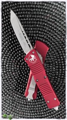 Microtech Combat Troodon T/E 144-10RD Stonewash Blade Red Handle