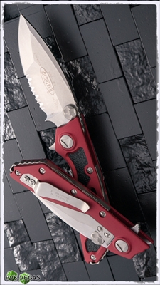 Microtech DOC Manual Flipper 153-11RD Satin Serrated Red Handle