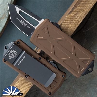 Microtech Exocet 158-1TA Black Blade Tan Handle