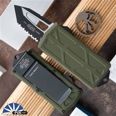 Microtech Exocet Tanto 158-3OD Full Serrated Black Blade OD Handle