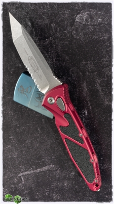 Microtech SOCOM Elite Auto T/E 161A-11RD Stonewash Partial Serrated Tanto Blade Red Handle