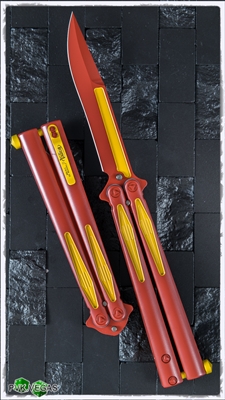 Microtech Tachyon III Balisong Knife  Red & Yellow (Flash)