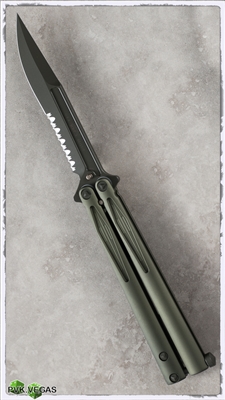 Microtech Tachyon III Balisong Knife 173-2GR Green Serrated