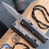 Microtech GLYKON 184-11AP Bayonet Apocalyptic Top Serrated Blade,  Apocalyptic Overlay Black Handle