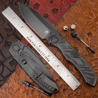 Microtech Anax 190C-1DLCTCFITI Single Edge DLC M390, Integral Titanium W/Carbon Fiber