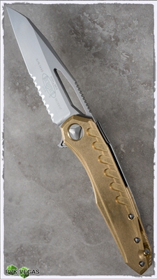 Microtech Sigil MK6 S/E Brass Handle Serrated Bead Blast bLADE