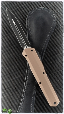 Microtech Cypher D/E 242S-1TA Smooth Body Black Blade Tan Handle