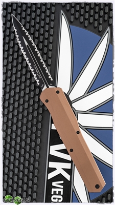 Microtech Cypher D/E 242S-D3TA Double Full Serr Black Blade Tan Handle