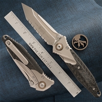 Microtech SOCOM Bravo 261-9CFTI Tanto Full Serration M/A, Bronze Pivot Collar, M390, Titanium W/Carbon Fiber