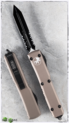Microtech Ultratech D/A OTF Spartan 223-2TA Black Serrated Blade Tan Handle