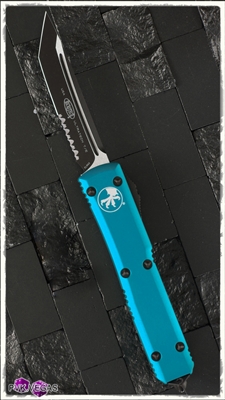 Microtech Ultratech D/A OTF T/E 123-2TQ Turquoise Handle Black Serrated Blade