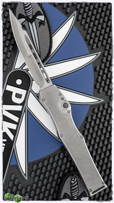 Marfione Custom HALO 5 OTF Auto Stainless Steel Two-Tone Stonewash Compound Ground / Carbon Fiber Inlays 003