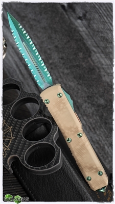 PVK Custom Cerakote Ultratech Laser Pattern Green Rattler Double Full Serrated