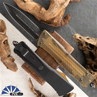 Microtech Combat Troodon 142-16DLCTULS, DLC Double Edge Damascus Blade Shadow, Ultem Top