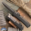 Microtech GLYKON 184-2DLCFA, Bayonet DLC Top Serrated Blade, Black Handle Flamed Ti Overlay & Accents