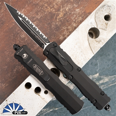 Microtech Dirac Delta 227-3T Black Full Serrated Blade Tactical