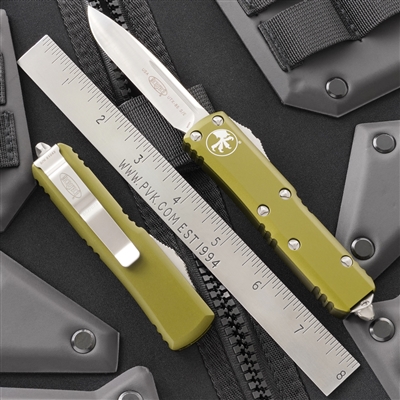 Microtech UTX-85 D/A OTF 231-4OD Green Handle Satin Finish Blade