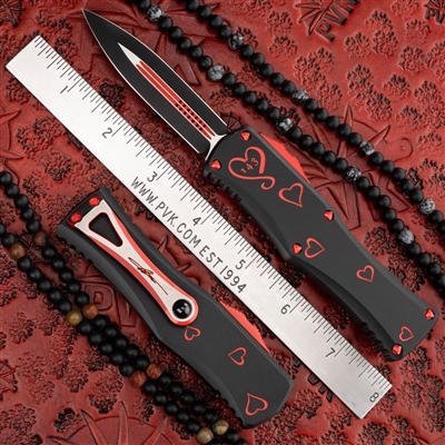 Microtech Twin Flames Hera Set 702-1SETTFS Double Edge Two Tone Red and Black