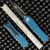 Microtech Hera 702-3BL D/E Full Serrated Black Blade, Blue Handle