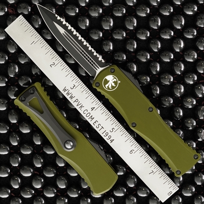 Microtech Hera 702-3OD Double Edge W/Full Serration, Black Blade, OD Green Handle