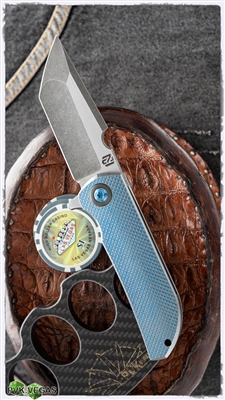 NCC Knives - Robert Carter MK1-RC Two Tone Blade Blue Anodized Diamond Texture Handle Custom Zirc Accents