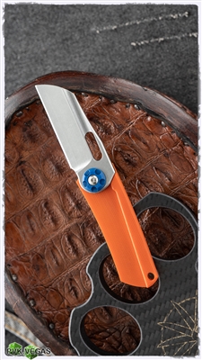 NCC Knives - Orange Diagonal Pattern G10 Pod Friction Folder Knife