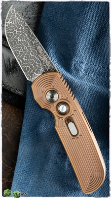 Protech CalMigo Steel Custom Tron/Maze Rose Gold w/Vegas Damascus