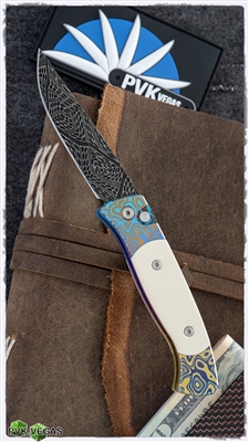 Protech Brend #2 Custom No Clip Damascus Blade w/Ti Flo Chassis