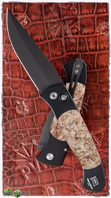 Protech Brend #3 Auto 1307 Black Blade Maple Burl Inlays