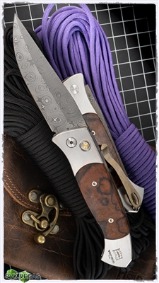 Protech Brend 3 Steel Custom Damascus Blade Ironwood Inlays