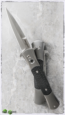 Protech Large Don Auto 1911 Stainless Steel Handle Satin Blade Carbon Fiber Inlays