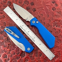 Protech Strider  PT+ Blue Solid Stonewash Magnacut, Blasted HW