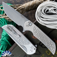 Protech Custom Mordax Plunge Lock Flipper Knife, Stonewash Magnacut Blade, Two Tone Gridlock 17-4 Stainless Steel Handle