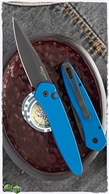 Protech Newport Auto 3407-BLUE Handle Black Blade