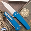 Protech Malibu 5301-Blue Wharncliffe Flipper Stonewashed Magnacut , Smooth Blue Handle Bead Blast HW