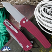 Protech Malibu 5405-Red Reverse Tanto Flipper Stonewashed Magnacut, Textured Red Handle