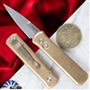 Protech Godson Auto 7110 Satin Blade Stonewashed Bronze Handle MOP Button Bronze Clip