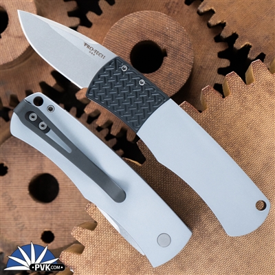 Protech Magic "Whiskers" Hidden Scale Release Auto Br-1 CA.3 Stonewash Blade, Grey Handle Black Bolster,  California Edition