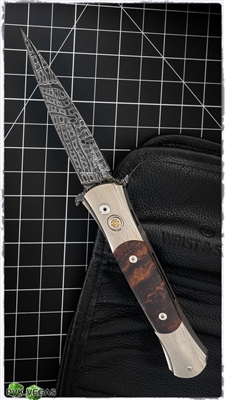 Protech Don Custom Titanium w/Desert Ironwood & Damascus