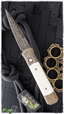 Protech Ultimate Custom Godfather Mokume Handles Micarta Inlays & Damascus Blade