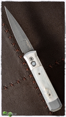 Protech Godfather Custom Steel Frame w/ MOP Inlays & Damascus Blade